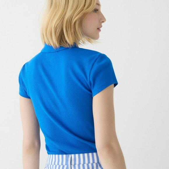 J. Crew NWT Black Rib Henley Polo Top sz S - Picture 3 of 7